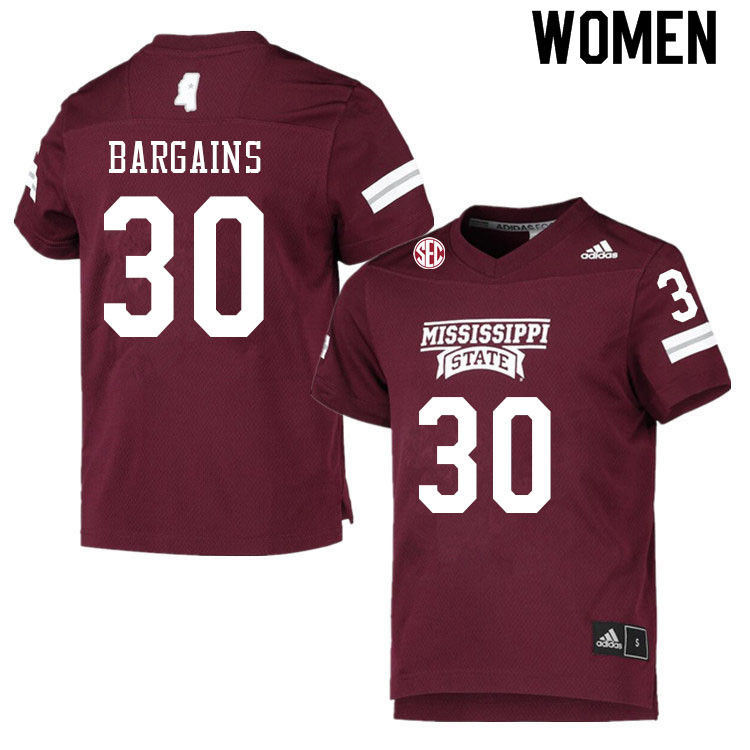 Women #30 Nicholas Bargains Mississippi State Bulldogs College Football Jerseys Sale-Maroon